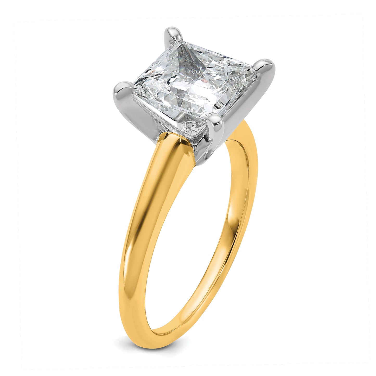 14k Two-tone 3 Ct. Certified Lab Grown Diamond VS/SI+ G+ Princess Solitare Engagement Ring