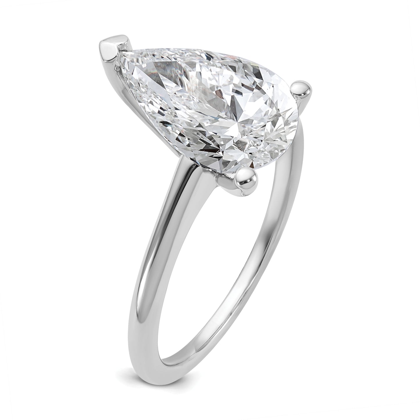 14k White Gold 3 Ct. Lab Grown Diamond VS/SI+ G+ Pear Solitare Engagement Ring