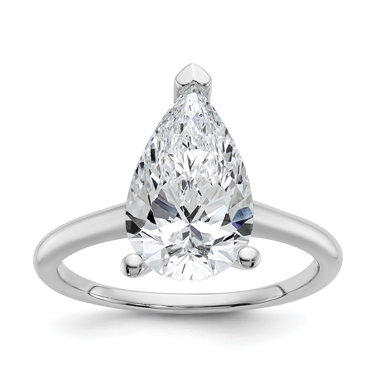 14k White Gold 3 Ct. Certified Lab Grown Diamond VS/SI+ G+ Pear Solitare Engagement Ring