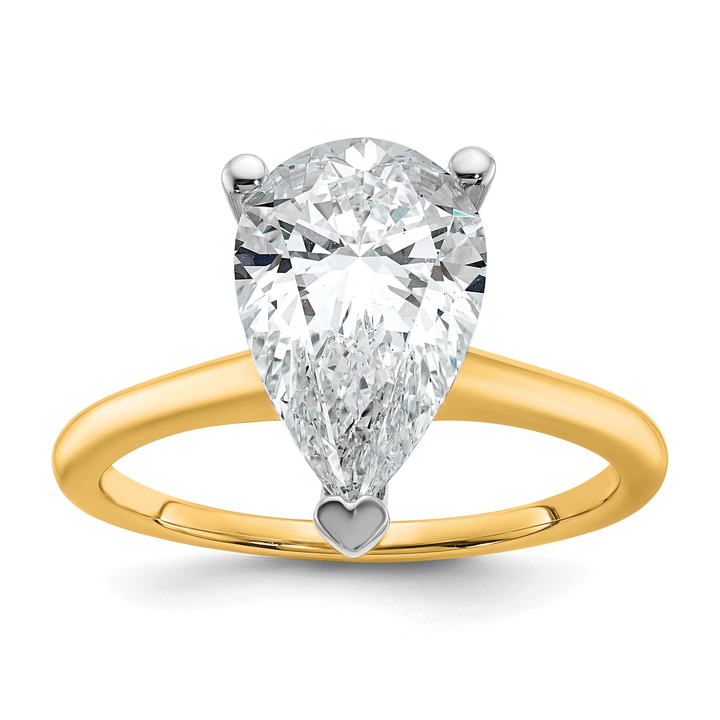 14k Two-tone 3 Ct. Certified Lab Grown Diamond VS/SI+ G+ Pear Solitare Engagement Ring