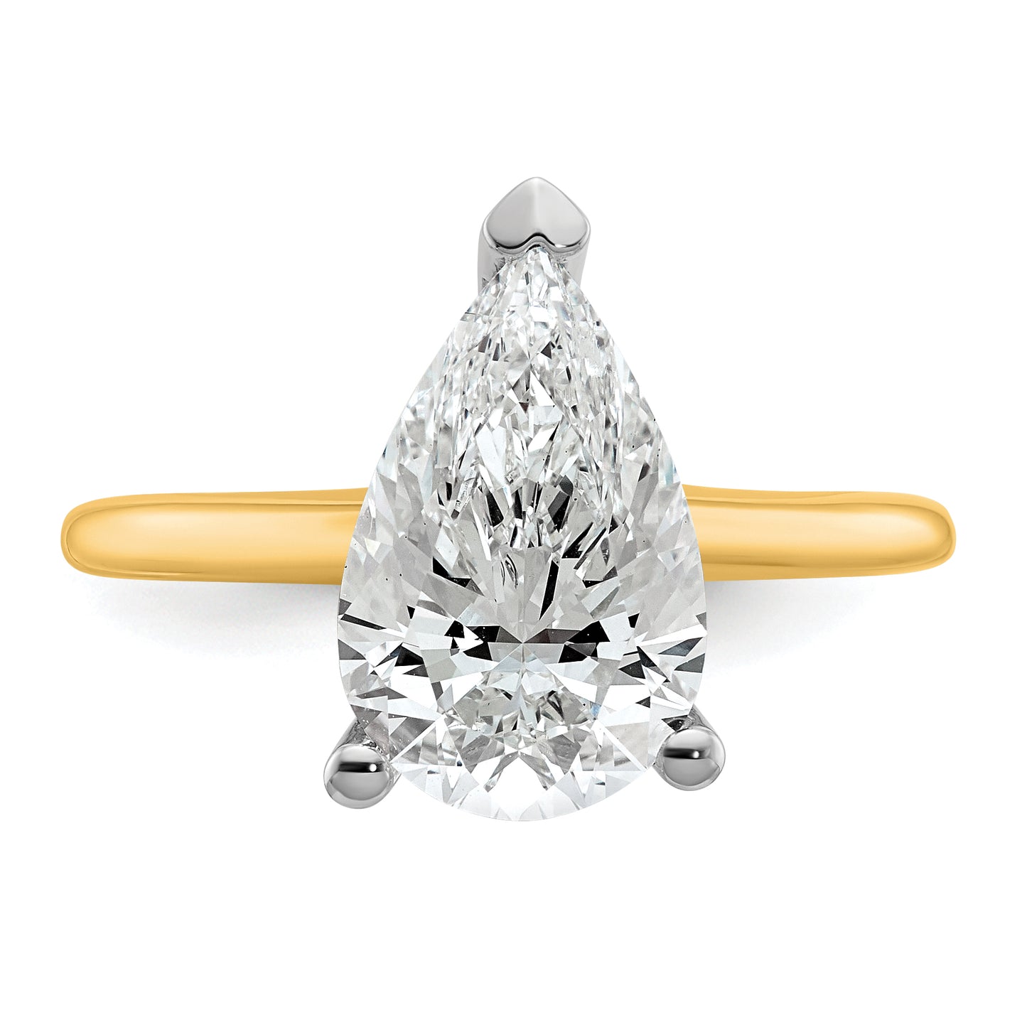 14k Two-tone 3 Ct. Certified Lab Grown Diamond VS/SI+ G+ Pear Solitare Engagement Ring