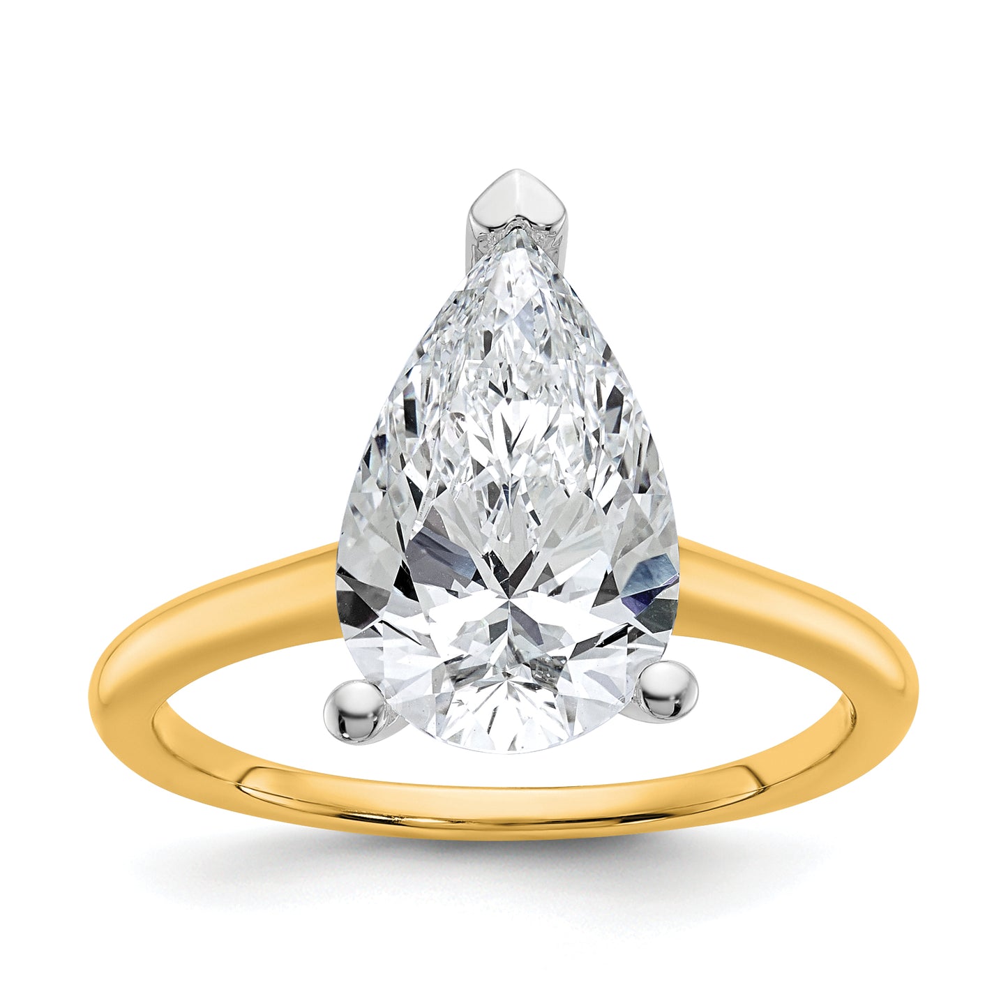 14k Two-tone 3 Ct. Certified Lab Grown Diamond VS/SI+ G+ Pear Solitare Engagement Ring