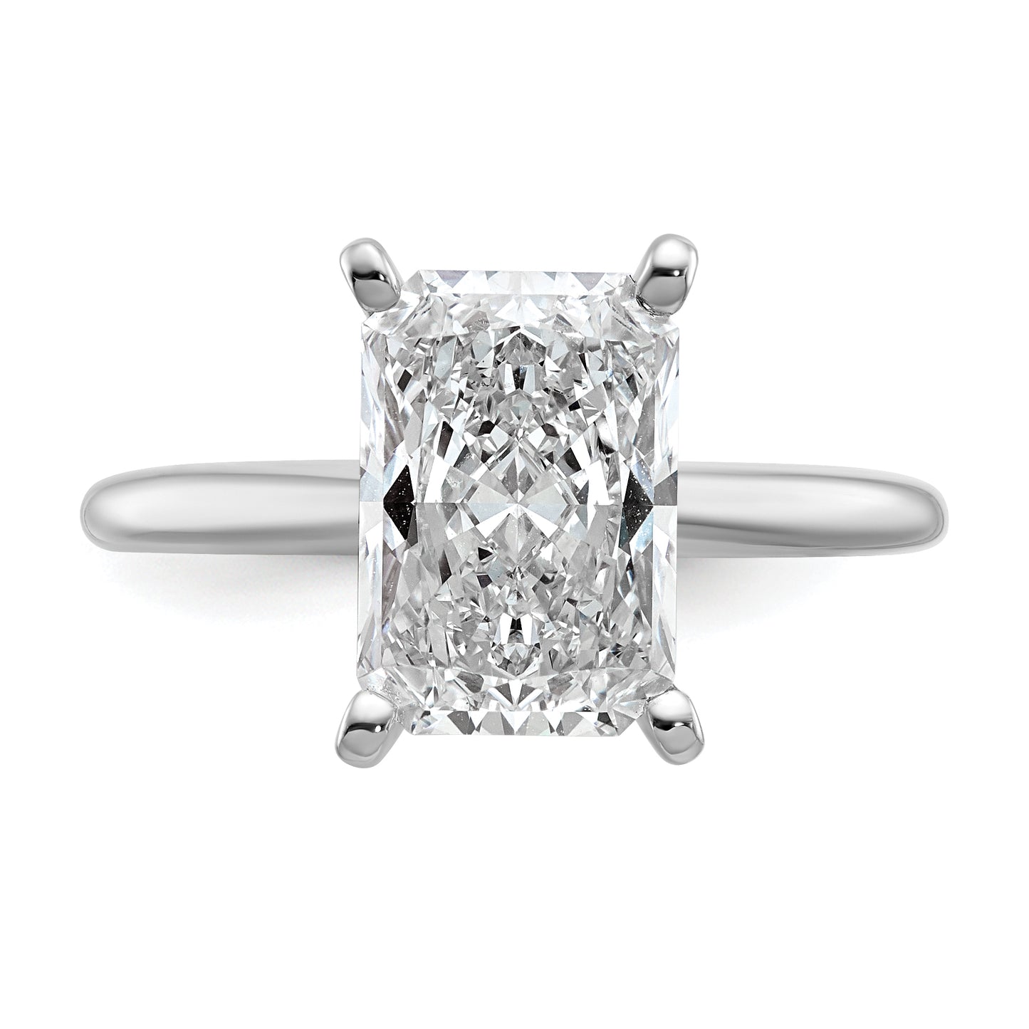 14k White Gold 3 Ct. Certified Lab Grown Diamond VS/SI+ G+ Radiant Solitaire Engagement Ring