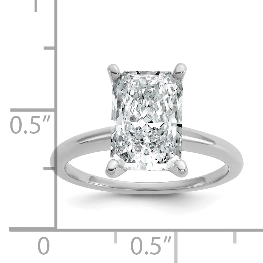 14k White Gold 3 Ct. Lab Grown Diamond VS/SI+ G+ Radiant Solitaire Engagement Ring