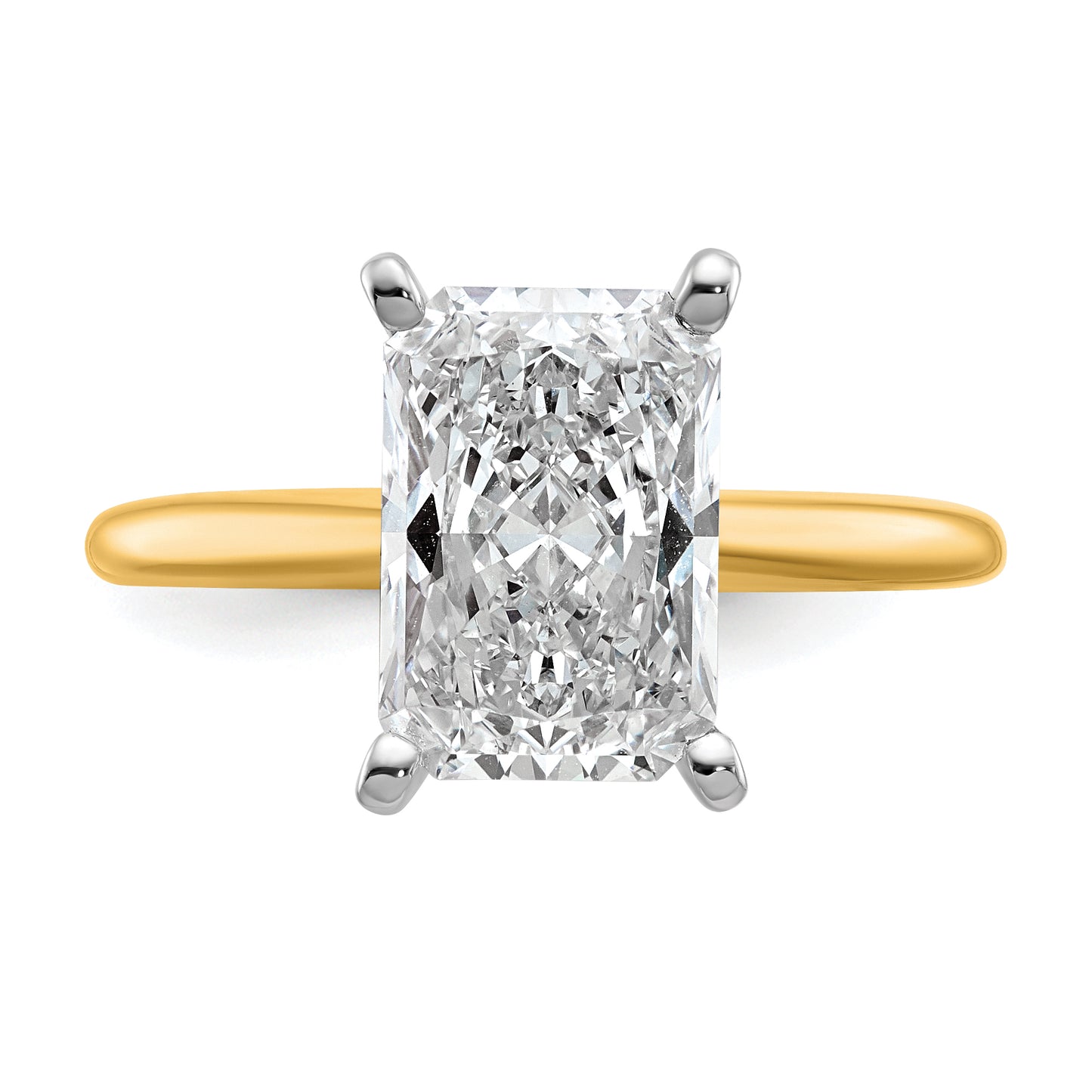 14k Two-Tone 3 Ct. Lab Grown Diamond VS/SI+ G+ Radiant Solitaire Engagement Ring