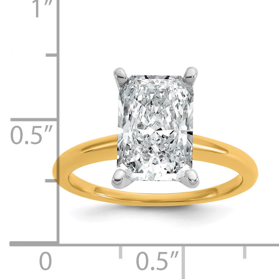 14k Two-Tone 3 Ct. Certified Lab Grown Diamond VS/SI+ G+ Radiant Solitaire Engagement Ring