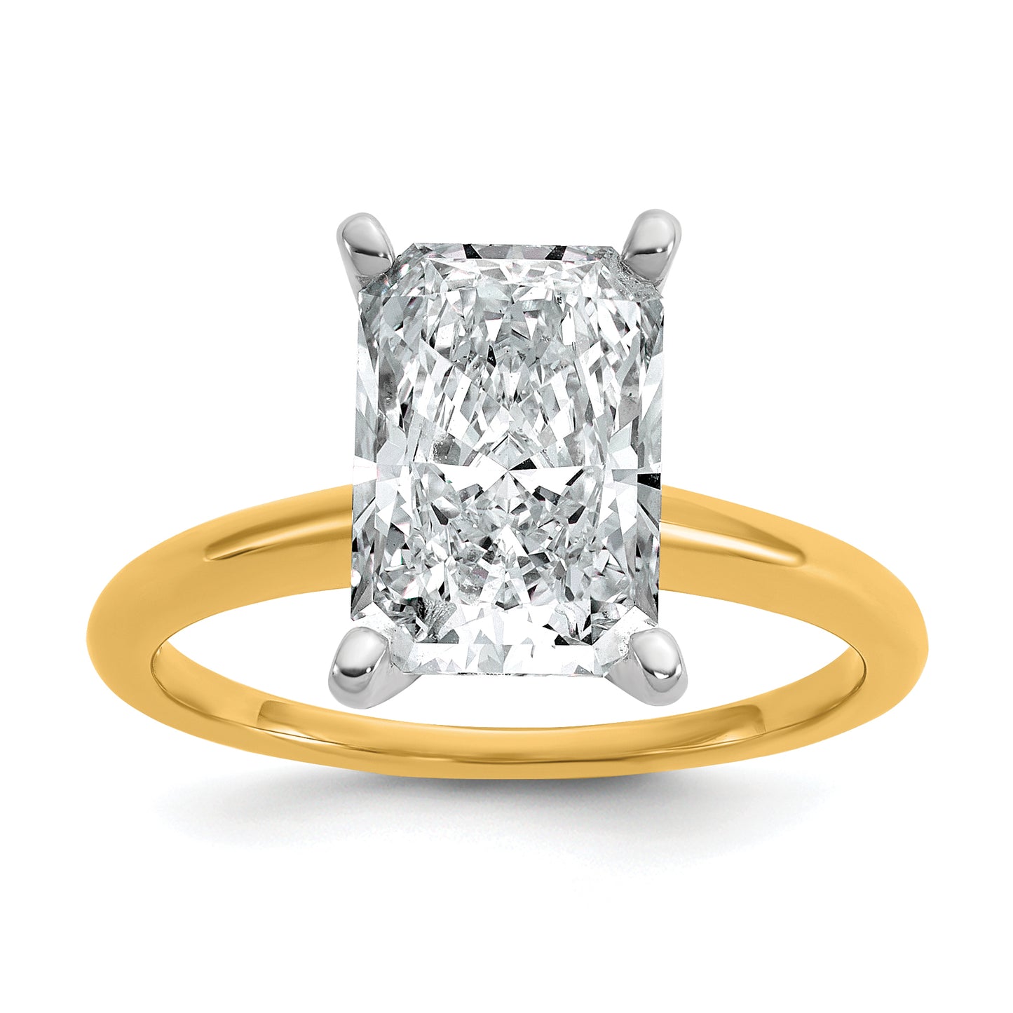 14k Two-Tone 3 Ct. Certified Lab Grown Diamond VS/SI+ G+ Radiant Solitaire Engagement Ring