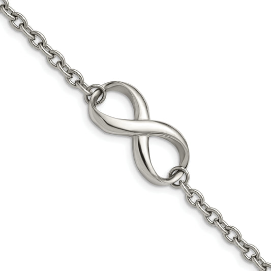 Stainless Steel Chisel Polished Infinity Symbol 7.5 Inch Bracelet