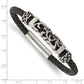 Stainless Steel Chisel Polished With Antiqued Beads Braided Black Leather 8.25 Inch Bracelet