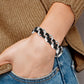 Stainless Steel Chisel Polished Black Braided Leather 8 Inch Bracelet