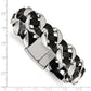 Stainless Steel Chisel Polished Black Braided Leather 8 Inch Bracelet