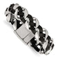 Stainless Steel Chisel Polished Black Braided Leather 8 Inch Bracelet