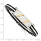 Stainless Steel Chisel Polished With Black Pvc And 14K Gold Inlay Hinged Bangle