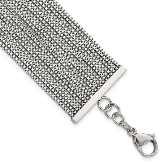 8 Inch Stainless Steel Polished Multi-Strand Box Chain Bracelet