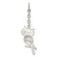 Stainless Steel Antiqued Owl W/ Cz Interchangeable Charm Pendant