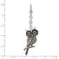 Stainless Steel Antiqued Owl W/ Cz Interchangeable Charm Pendant