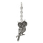 Stainless Steel Antiqued Owl W/ Cz Interchangeable Charm Pendant