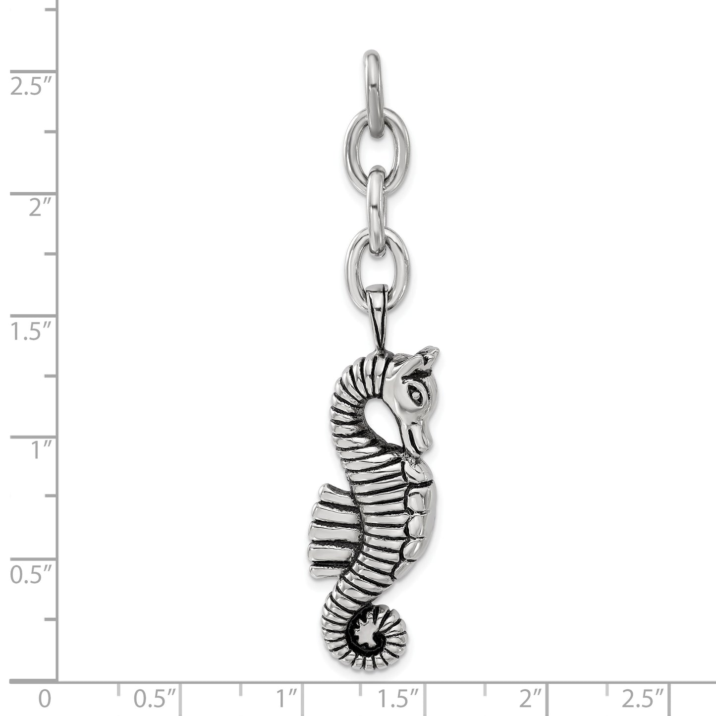 Stainless Steel Antiqued Seahorse Interchangeable Charm Pendant