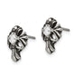 Stainless Steel Chisel Antiqued And Polished With Cz Cross Post Earrings