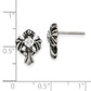 Stainless Steel Chisel Antiqued And Polished With Cz Cross Post Earrings