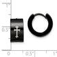 Stainless Steel Chisel Black Ip-Plated 7mm Hinged Hoop With Cross Earrings