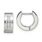 Stainless Steel Chisel Brushed And Polished With Cz Cross 6mm Hinged Hoop Earrings