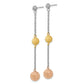 Stainless Steel Tri-Color Ip-Plated Laser Cut Post Dangle Earrings