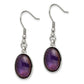 Stainless Steel Synthetic Amethyst Earrings