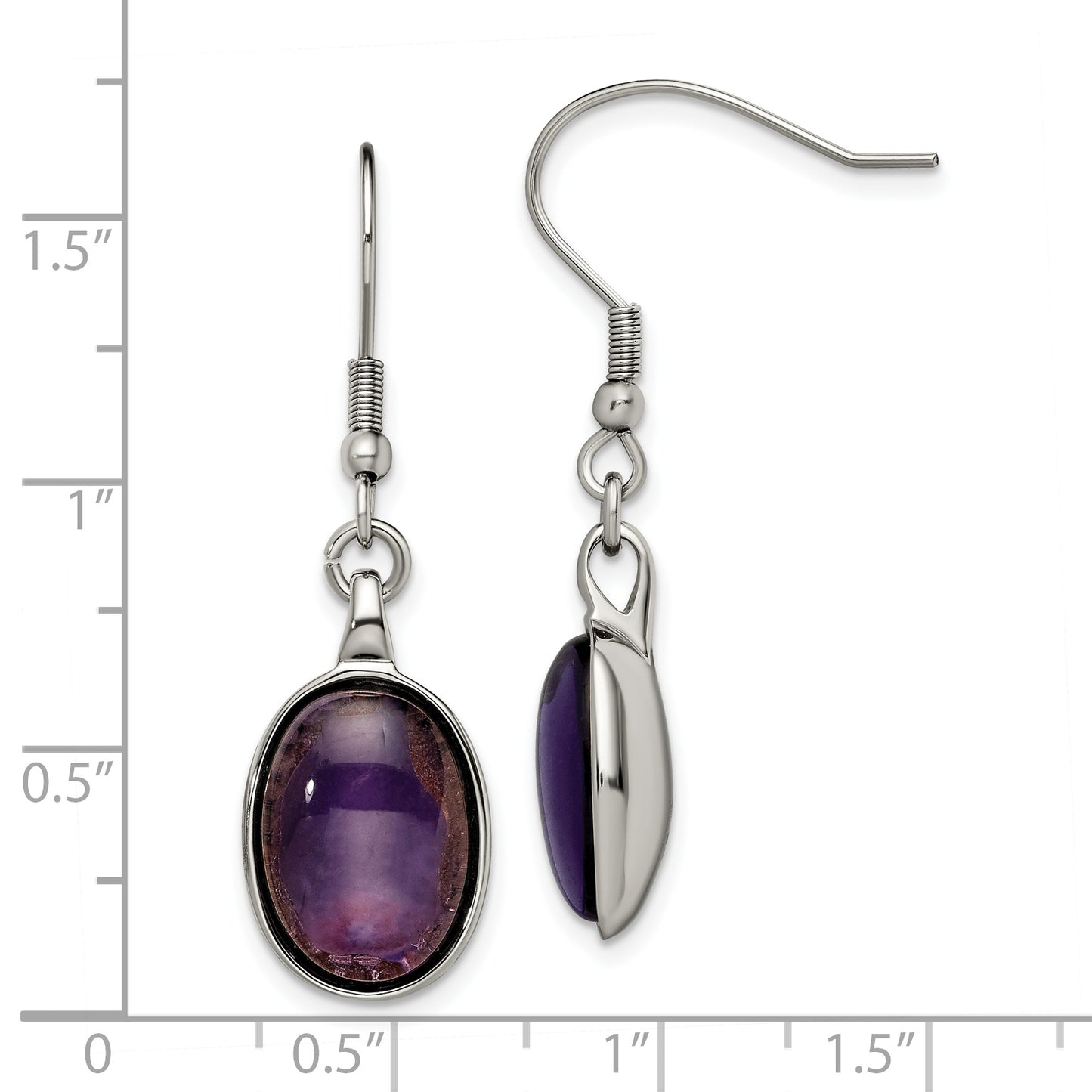 Stainless Steel Synthetic Amethyst Earrings