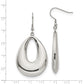 Stainless Steel Chisel Polished Hollow Teardrop Dangle Shepherd Hook Earrings