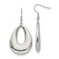 Stainless Steel Chisel Polished Hollow Teardrop Dangle Shepherd Hook Earrings