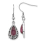 Stainless Steel Antiqued & Purple Cats Eye Teardrop Dangle Earrings