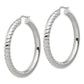 Stainless Steel Half Textured & Polished Hollow Round Hoop Earrings