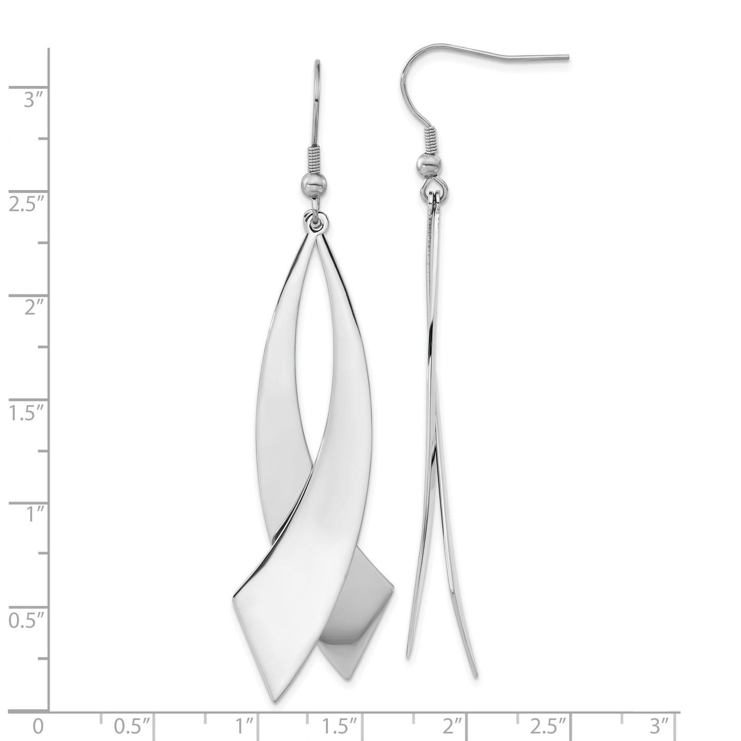 Stainless Steel Polished Awareness Ribbon Dangle Earrings