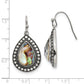 Stainless Steel Antiqued And Polished Imitation Abalone Dangle Earrings