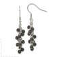 Stainless Steel Polished Black Agate Cluster Dangle Earrings