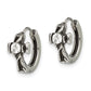 Stainless Steel Antiqued Polished W/ Cz Cross Hinged Hoop Earrings