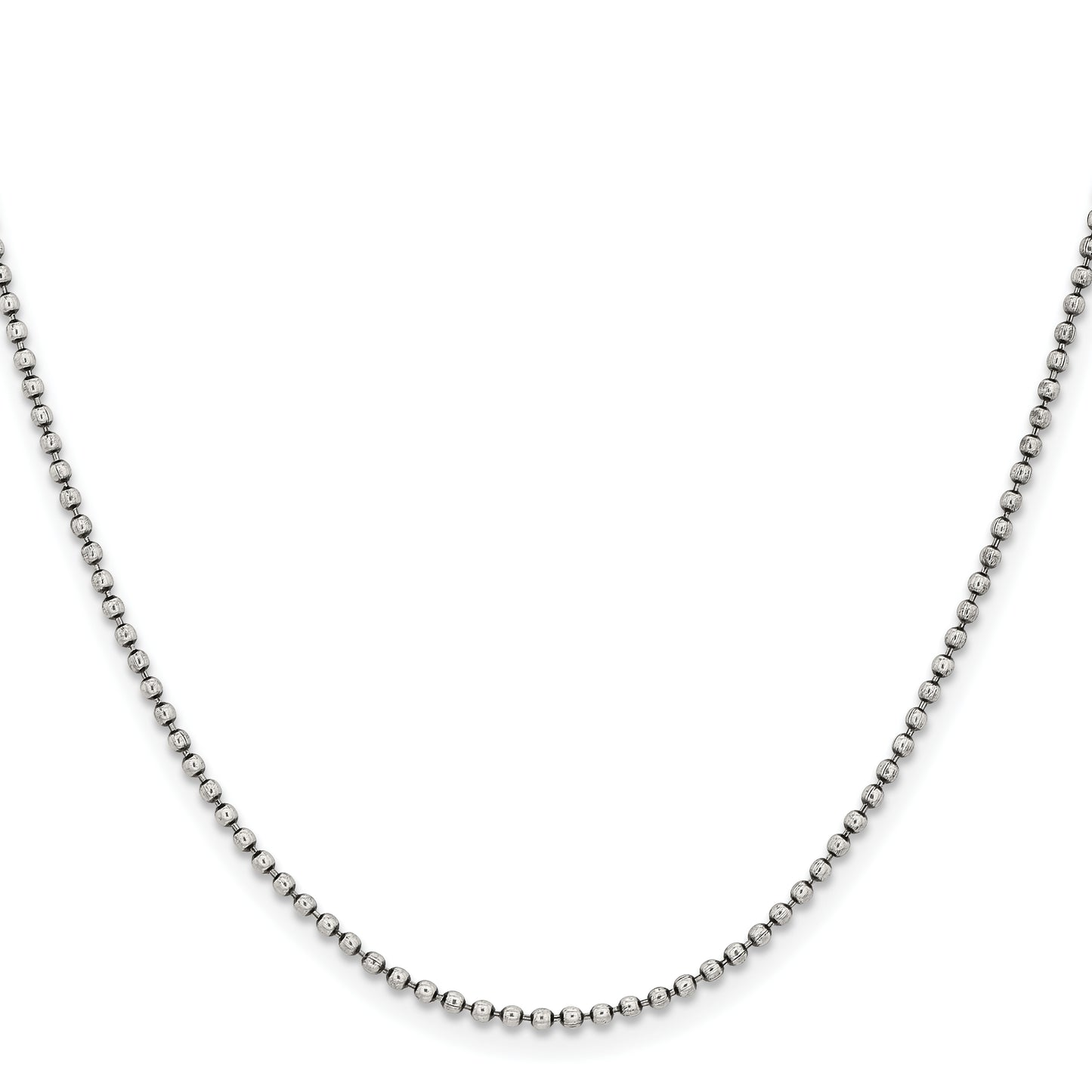 Stainless Steel Chisel Antiqued 2mm 18 Inch Beaded Ball Chain