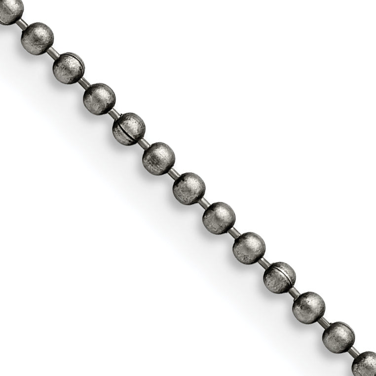 Stainless Steel Chisel Antiqued 2mm 18 Inch Beaded Ball Chain