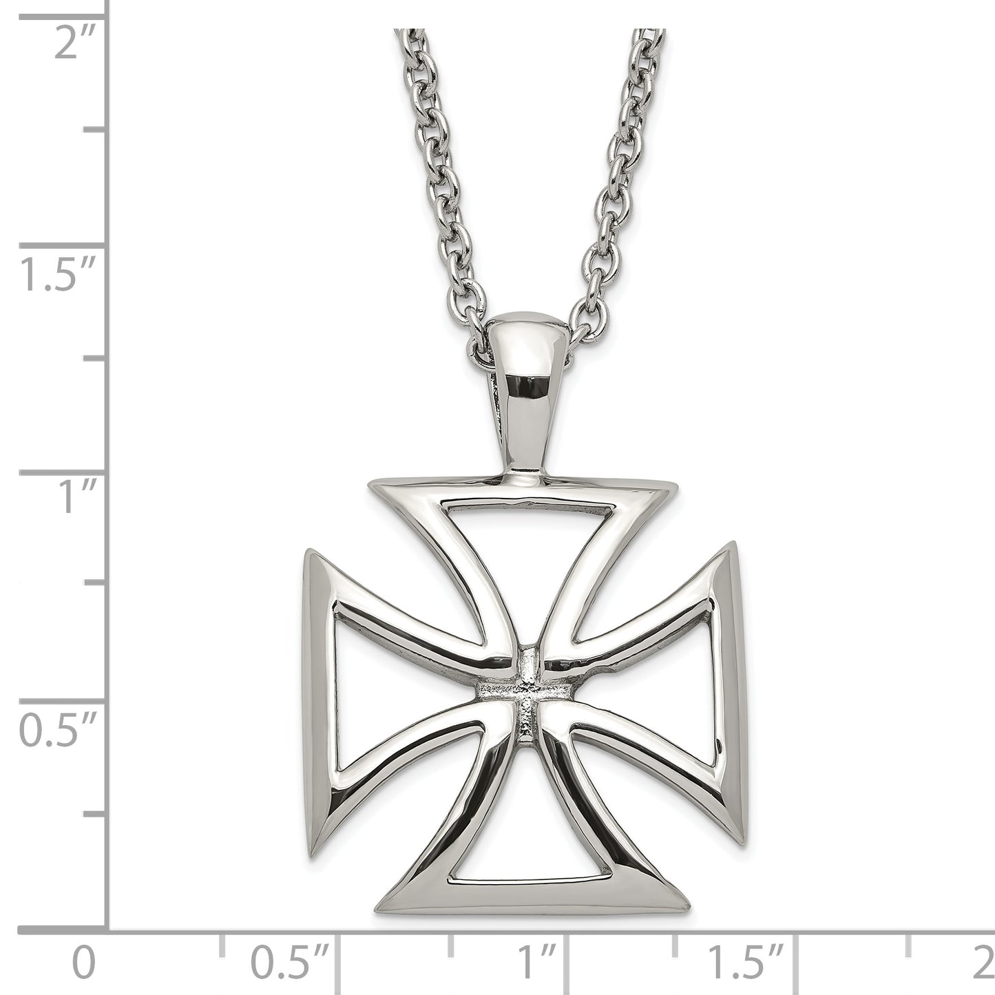 Stainless Steel Polished Cross Pendant Necklace