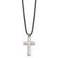 Stainless Steel Chisel Brushed And Polished 2 Piece Movable Cross Pendant On An 18 Inch Leather Cord Necklace