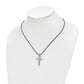 Stainless Steel Chisel Brushed And Polished 2 Piece Movable Cross Pendant On An 18 Inch Leather Cord Necklace