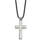 Stainless Steel Chisel Brushed And Polished 2 Piece Movable Cross Pendant On An 18 Inch Leather Cord Necklace