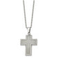 Stainless Steel Chisel Polished With Grey Carbon Fiber Inlay Cross Pendant On A 22 Inch Ball Chain Necklace