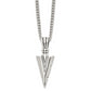 Stainless Steel Chisel Antiqued And Polished Dagger Pendant On A 22 Inch Curb Chain Necklace