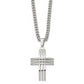 Stainless Steel Chisel Brushed And Polished Cross Pendant On A 24 Inch Curb Chain Necklace