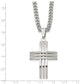 Stainless Steel Chisel Brushed And Polished Cross Pendant On A 24 Inch Curb Chain Necklace