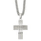 Stainless Steel Chisel Brushed And Polished Cross Pendant On A 24 Inch Curb Chain Necklace