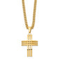 Stainless Steel Chisel Brushed And Polished Yellow Ip-Plated Cross Pendant On A 24 Inch Curb Chain Necklace