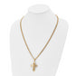 Stainless Steel Chisel Brushed And Polished Yellow Ip-Plated Cross Pendant On A 24 Inch Curb Chain Necklace